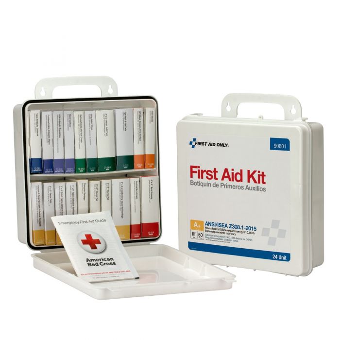 First Aid Only 24-Unit 50 Person ANSI A+, Type III Weatherproof Plastic First Aid Kit  with Custom Logo