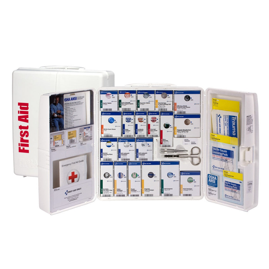 First Aid Only 50-Person SmartCompliance Large Plastic Cabinet with Medications and Custom Logo