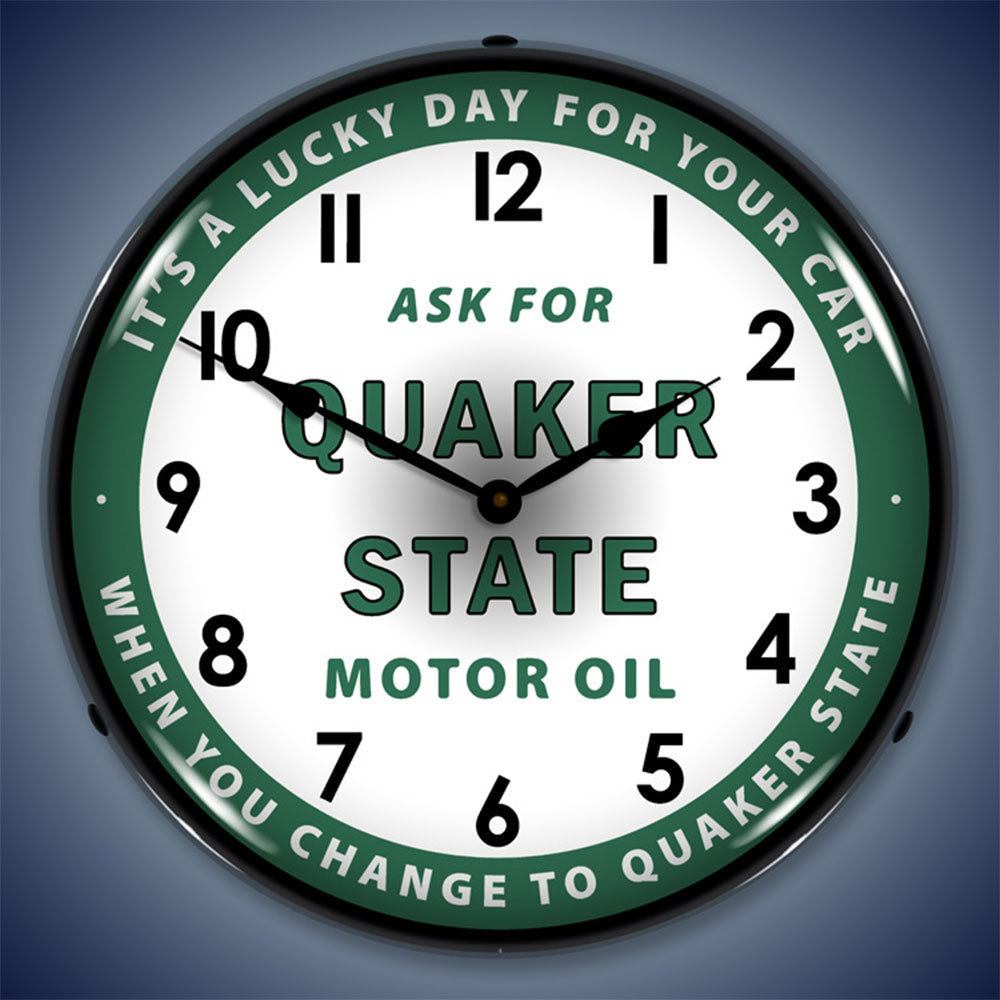 Quaker State Motor Oil 14" Vintage Backlit LED Wall Clock