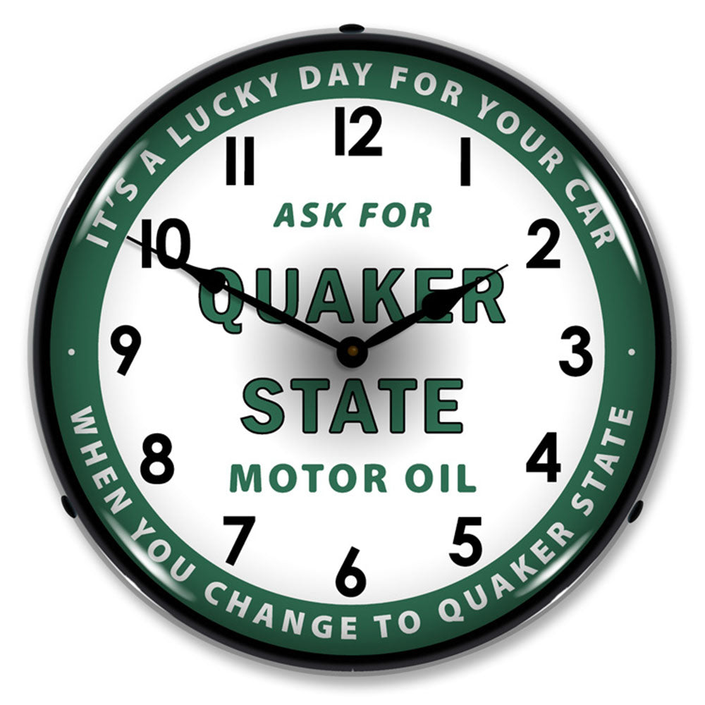 Quaker State Motor Oil 14" Vintage Backlit LED Wall Clock