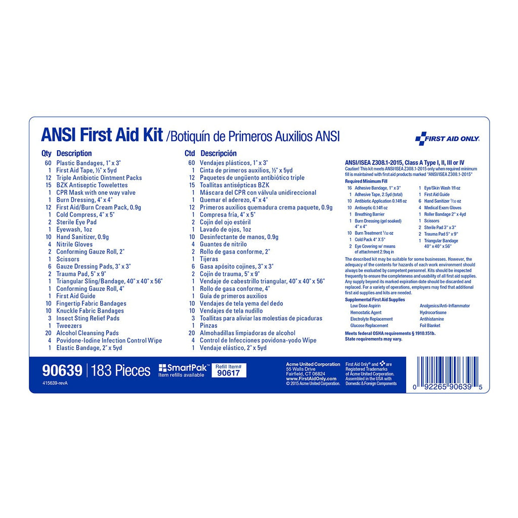 First Aid Only 50 Person ANSI A+ Bulk First Aid Kit, Plastic Case