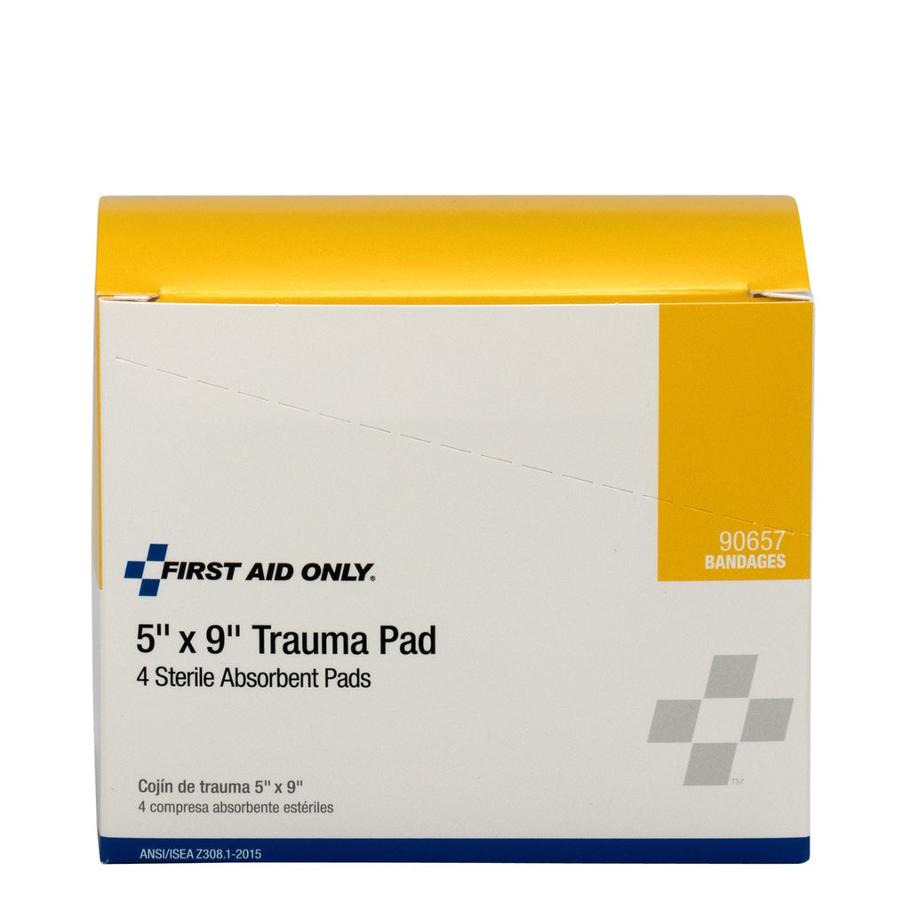 First Aid Only 5" x 9" Trauma Pad | Highly Absorbent Wound Dressing, 4 Per Box