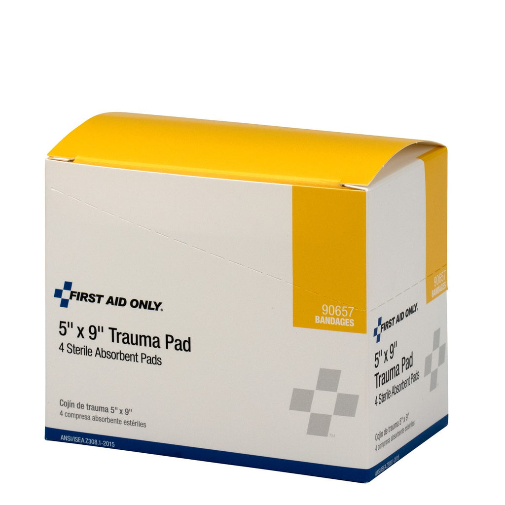 First Aid Only 5" x 9" Trauma Pad | Highly Absorbent Wound Dressing, 4 Per Box