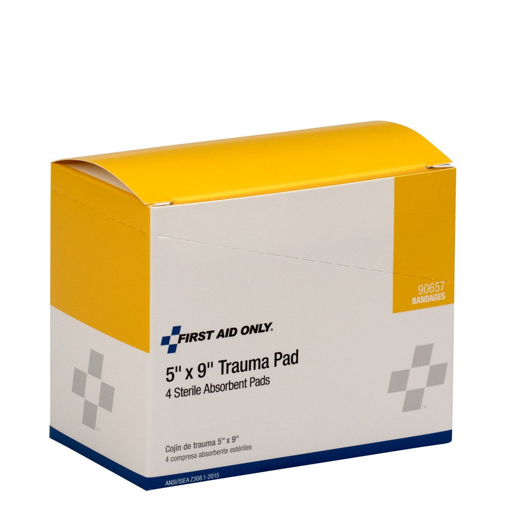 First Aid Only 5" x 9" Trauma Pad | Highly Absorbent Wound Dressing, 4 Per Box