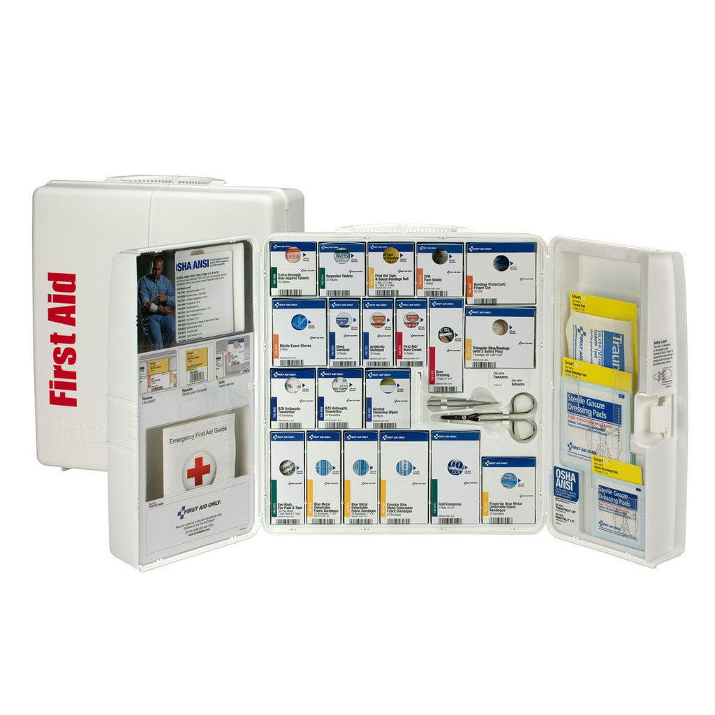 First Aid Only SmartCompliance 50-Person Food Service First Aid Large Plastic Cabinet with Medications and Custom Logo