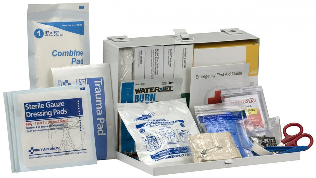 First Aid Only 25 Person Contractor ANSI A+ First Aid Kit, Metal Case, Class I and II