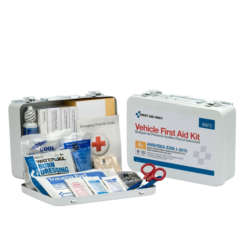 First Aid Only 25 Person Vehicle ANSI A+ First Aid Kit, Metal Weatherproof Case