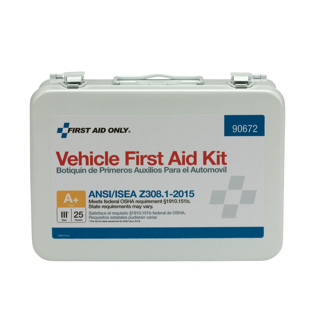 First Aid Only 25 Person Vehicle ANSI A+ First Aid Kit, Metal Weatherproof Case