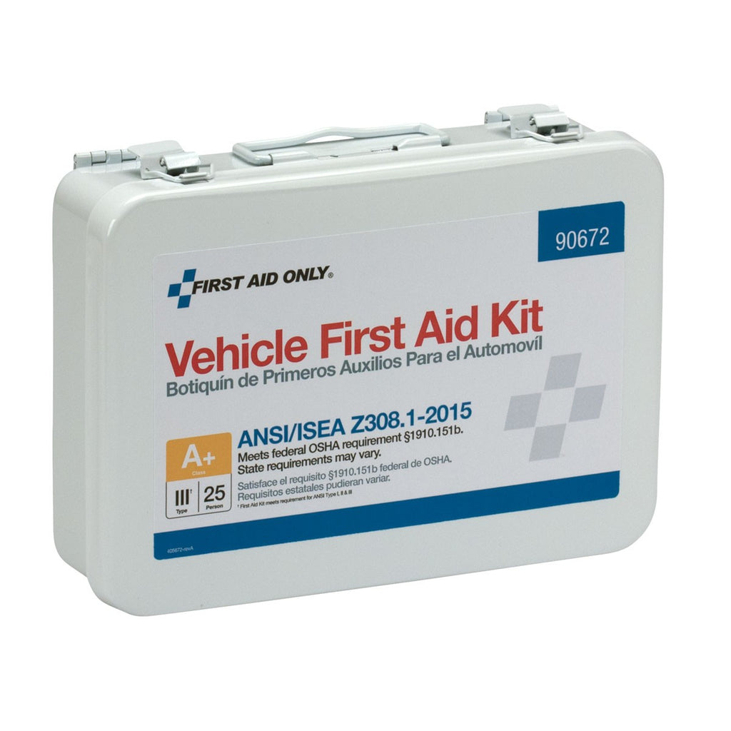 First Aid Only 25 Person Vehicle ANSI A+ First Aid Kit, Metal Weatherproof Case