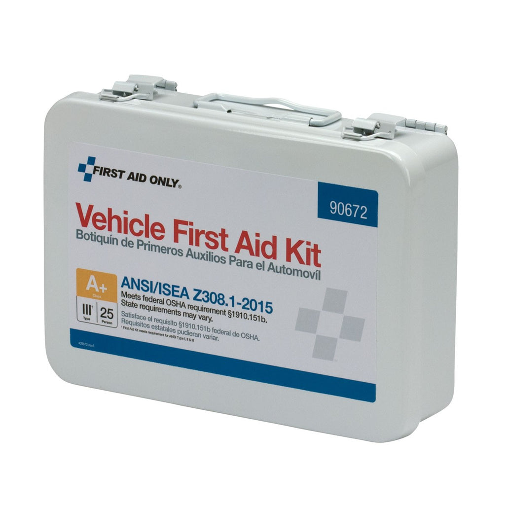 First Aid Only 25 Person Vehicle ANSI A+ First Aid Kit, Metal Weatherproof Case