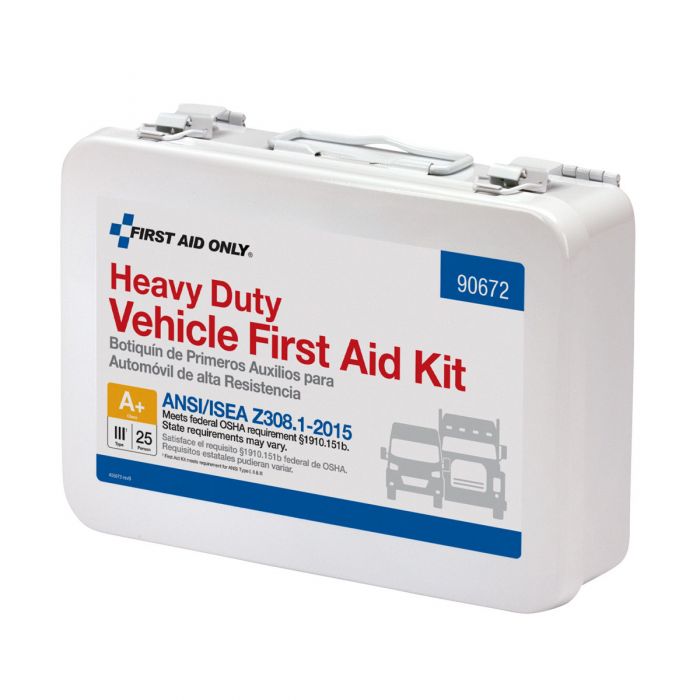First Aid Only 25 Person Vehicle Series ANSI A+ Weatherproof Metal Kit with Custom Logo