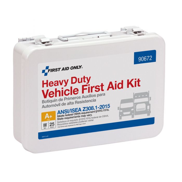 First Aid Only 25 Person Vehicle Series ANSI A+ Weatherproof Metal Kit with Custom Logo