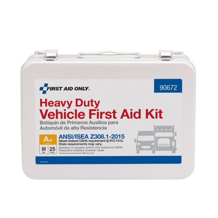 First Aid Only 25 Person Vehicle Series ANSI A+ Weatherproof Metal Kit with Custom Logo