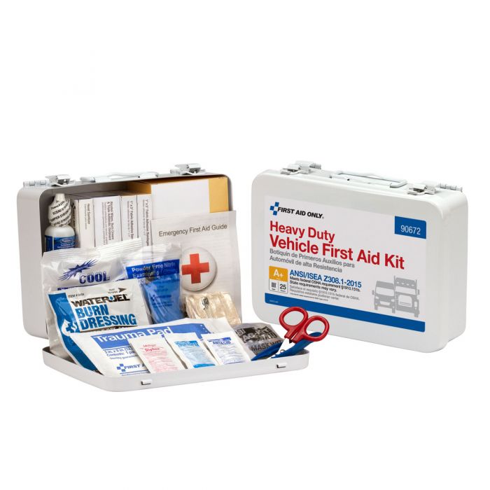 First Aid Only 25 Person Vehicle Series ANSI A+ Weatherproof Metal Kit with Custom Logo