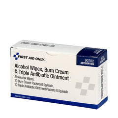 First Aid Only Alcohol Wipes, Burn Cream and Triple Antibiotic Ointment