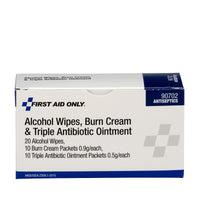 First Aid Only Alcohol Wipes, Burn Cream and Triple Antibiotic Ointment(Pack of 60)