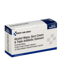 First Aid Only Alcohol Wipes, Burn Cream and Triple Antibiotic Ointment(Pack of 60)