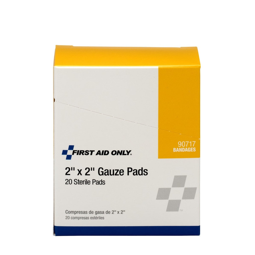 First Aid Only Sterile Gauze Pads | 2" x 2" 8-Ply Wound Dressings, 20 Per Box