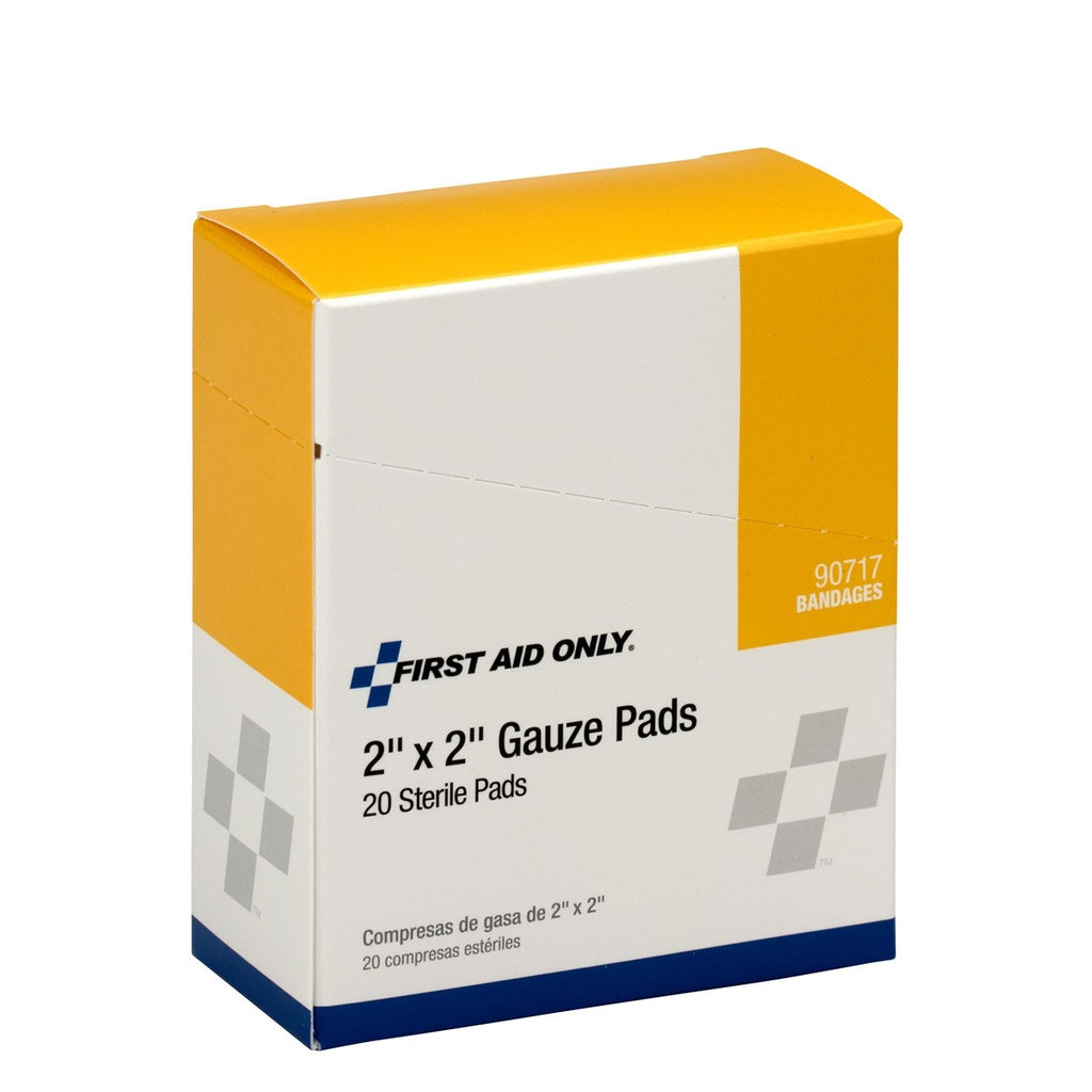 First Aid Only Sterile Gauze Pads | 2" x 2" 8-Ply Wound Dressings, 20 Per Box