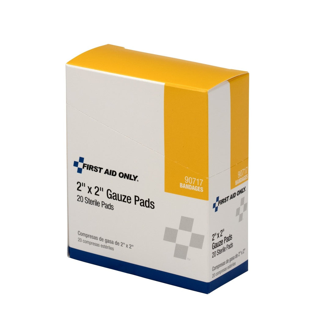 First Aid Only Sterile Gauze Pads | 2" x 2" 8-Ply Wound Dressings, 20 Per Box