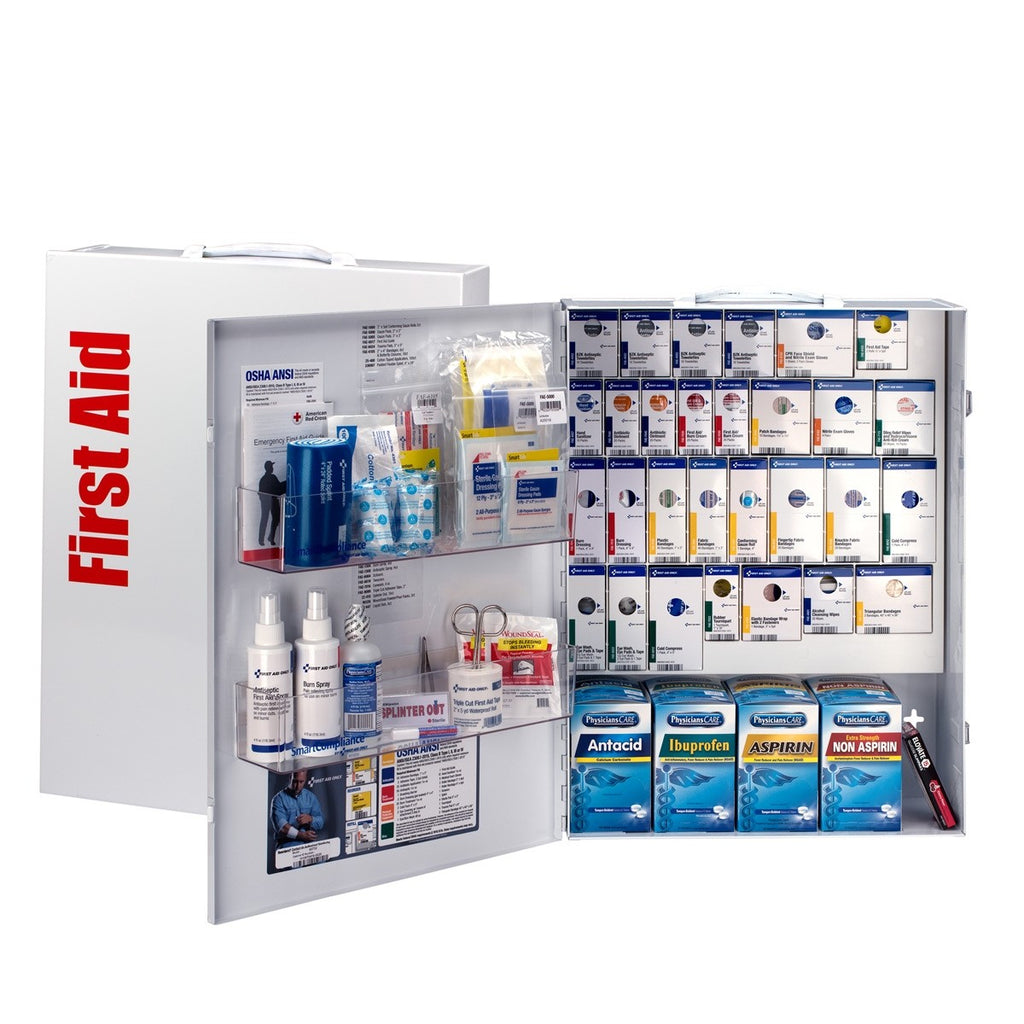 First Aid Only 150-Person XL Metal SmartCompliance Cabinet with Medication and Custom Branding