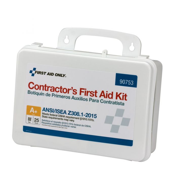 First Aid Only 25 Person Contractor ANSI A+, Type III First Aid Kit in Plastic Case with Custom Logo