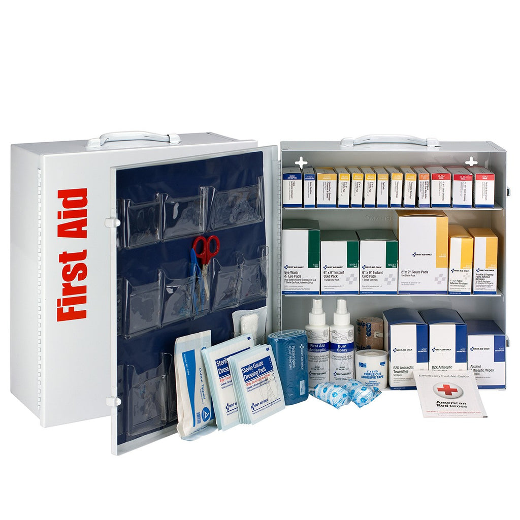 First Aid Only 3-Shelf Metal Cabinet | 100-Person ANSI B Compliance (No Medications)