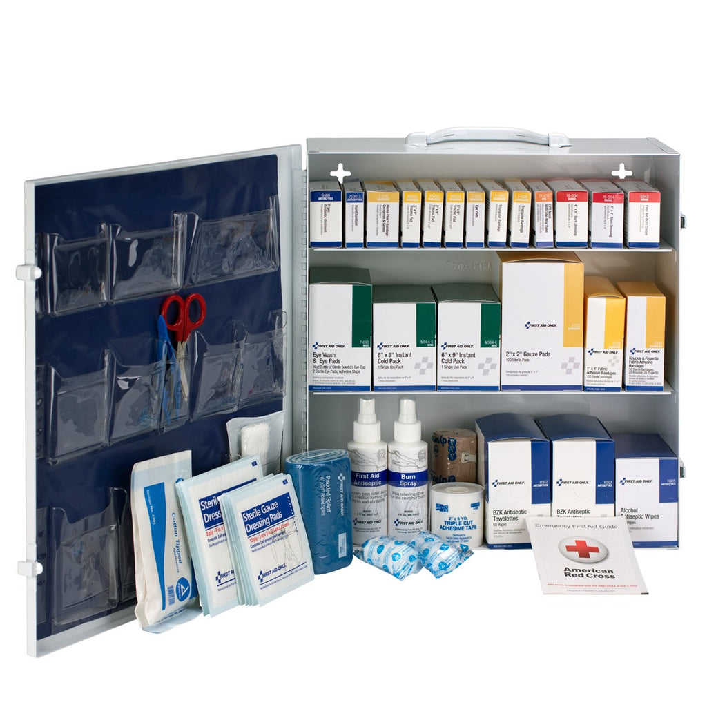 First Aid Only 3-Shelf Metal Cabinet | 100-Person ANSI B Compliance (No Medications)