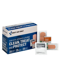 First Aid Only Clean Treat and Protect for Cuts, Scrapes & Burns(Pack of 25)