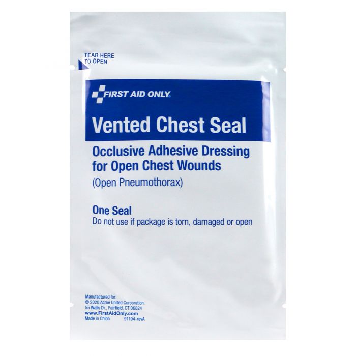 First Aid Only Vented Chest Seal - Occlusive Dressing for Open Pneumothorax