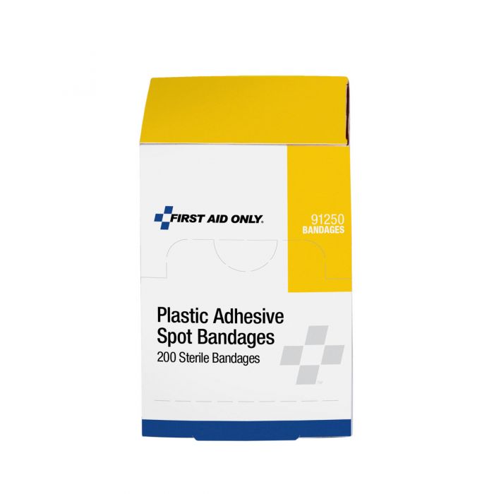 First Aid Only 7/8" Plastic Adhesive Spot Bandages | High-Capacity Precision Wound Care, 200 Per Box