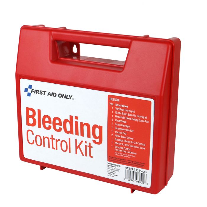 First Aid Only Deluxe Bleeding Control Wall Station | 14-Piece Emergency Trauma Response Kit