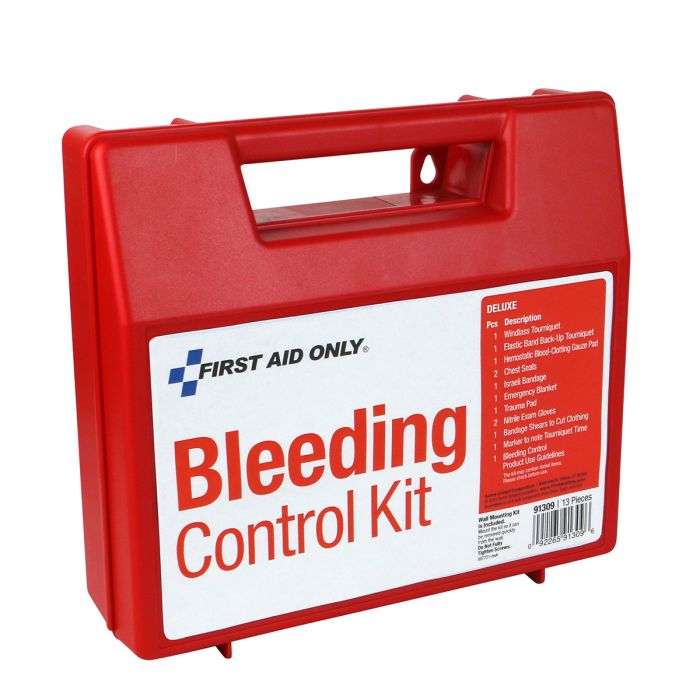 First Aid Only Deluxe Bleeding Control Wall Station | 14-Piece Emergency Trauma Response Kit