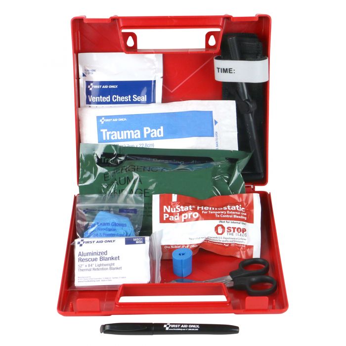 First Aid Only Deluxe Bleeding Control Wall Station | 14-Piece Emergency Trauma Response Kit
