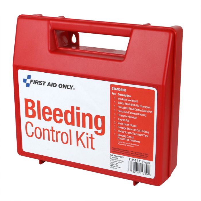 First Aid Only Standard Bleeding Control Wall Station | 11-Piece Emergency Trauma Kit