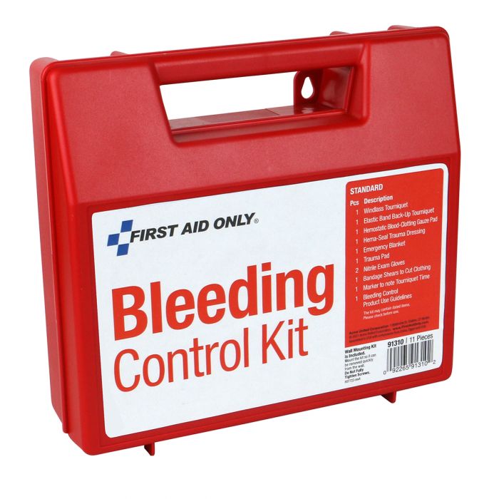 First Aid Only Standard Bleeding Control Wall Station | 11-Piece Emergency Trauma Kit