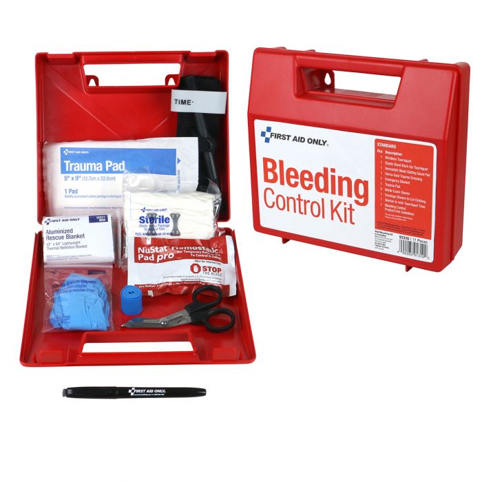 First Aid Only Standard Bleeding Control Wall Station | 11-Piece Emergency Trauma Kit