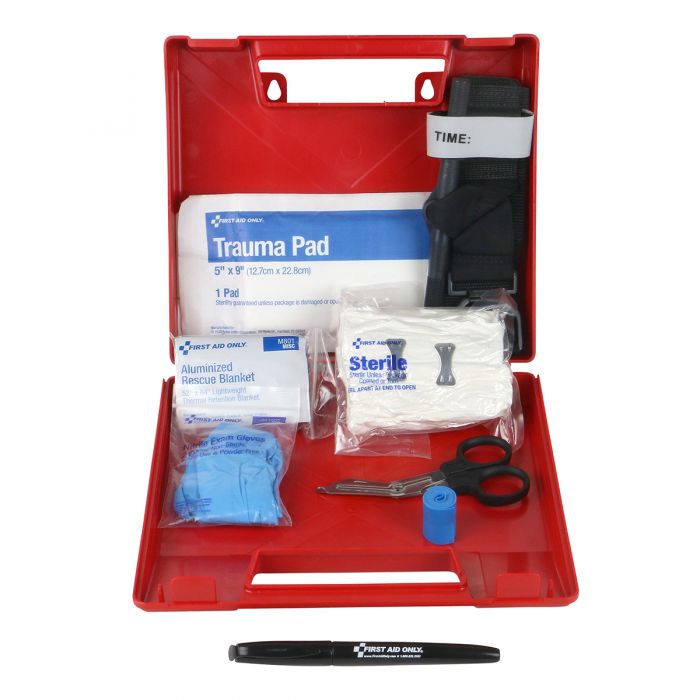 First Aid Only Basic Bleeding Control Wall Station | 12-Piece Emergency Hemorrhage Kit