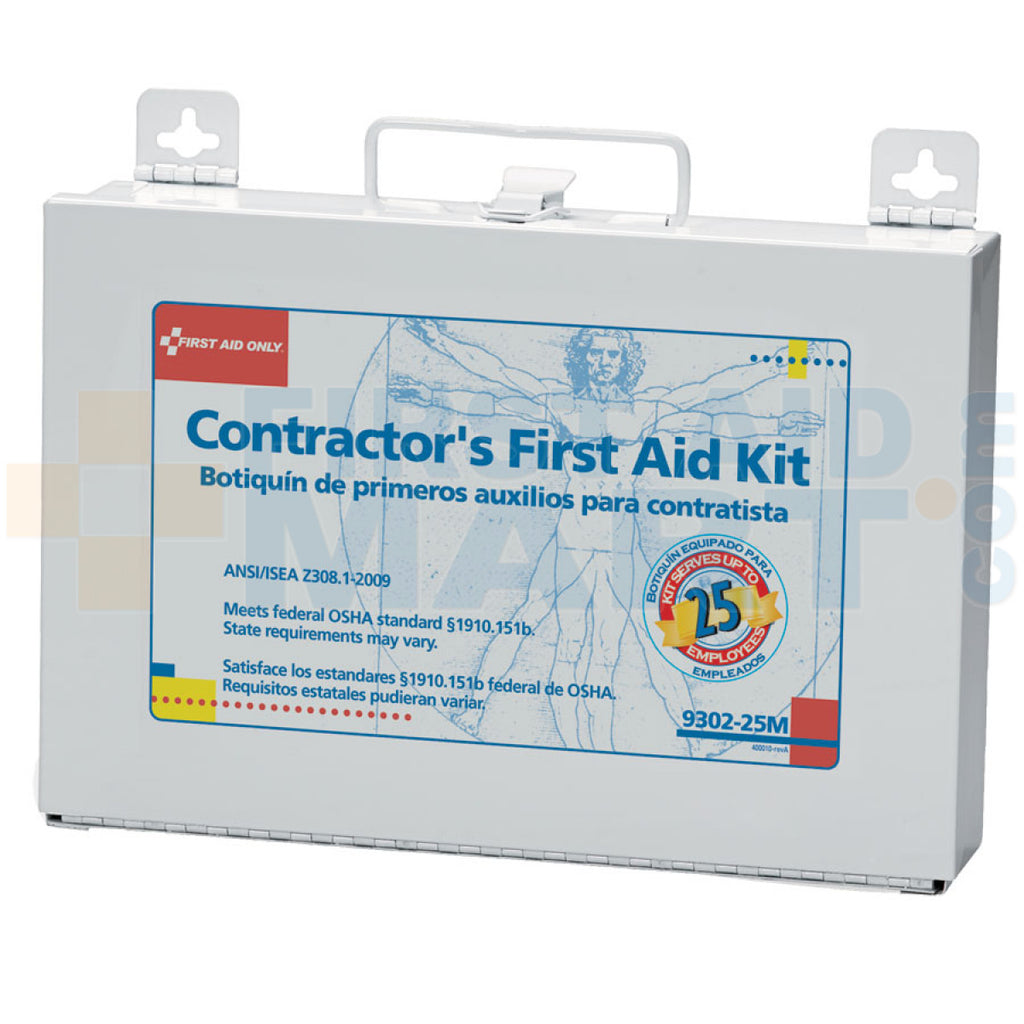 First Aid Only 25-Person Contractor First Aid Kit | Weatherproof Metal Case | Industrial Safety