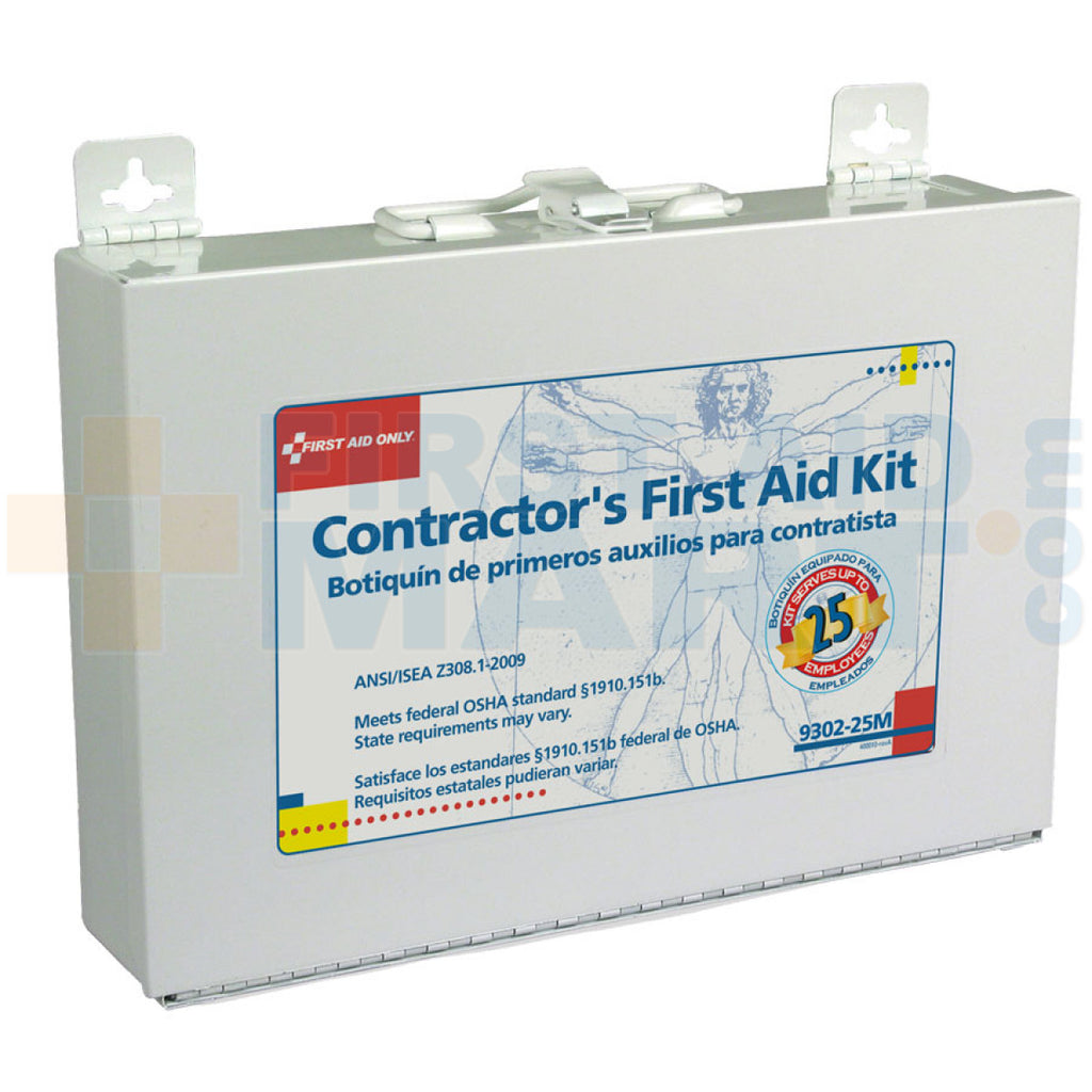 First Aid Only 25-Person Contractor First Aid Kit | Weatherproof Metal Case | Industrial Safety
