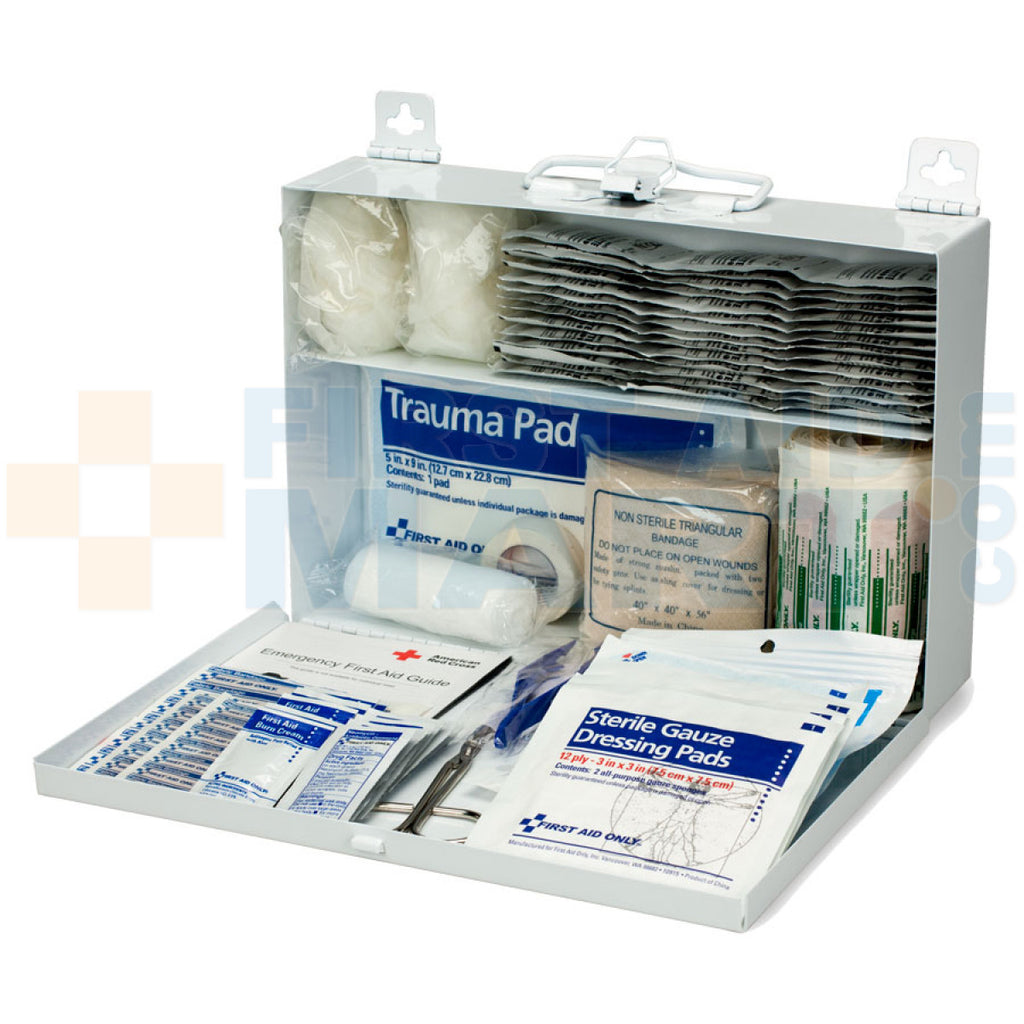 First Aid Only 25-Person Contractor First Aid Kit | Weatherproof Metal Case | Industrial Safety