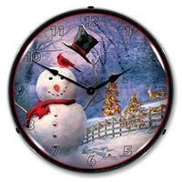 Snowman Greetings 14" LED Wall Clock