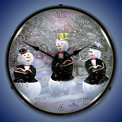 Snowman Caroling 14" LED Wall Clock