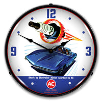Corvette Shark AC Spark Plug 14" LED Wall Clock