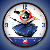 Corvette Shark AC Spark Plug 14" LED Wall Clock