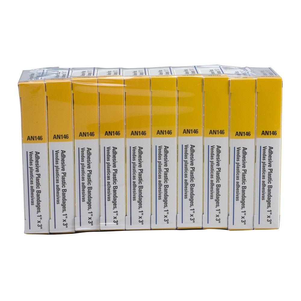 First Aid Only 1" x 3" Plastic Adhesive Bandages | Bulk 10-Unit Case for Institutional Supply, 16 Per Box