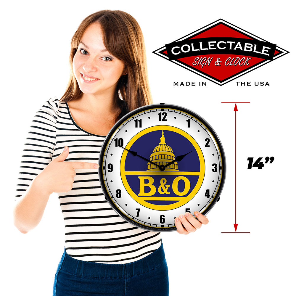 B&O Railroad, Blue 14" LED Wall Clock