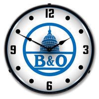 B&O Railroad, White 14" LED Wall Clock