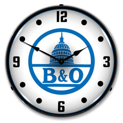 B&O Railroad, White 14" LED Wall Clock