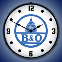 B&O Railroad, White 14" LED Wall Clock